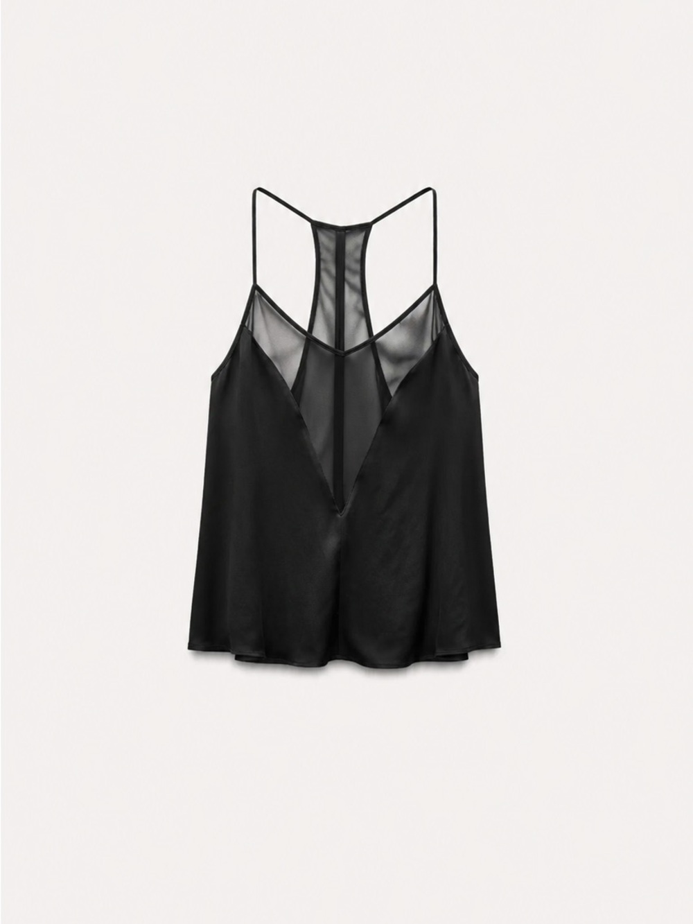 ASOS Black Satin & Mesh V-Neck Cami